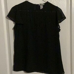 H&M Black Flutter Sleeve Blouse